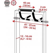 Ultrasport Pull Up Bar durų staktos prisitraukimų skersinis, Silver