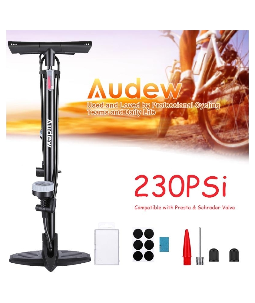 Audew 230 PSI pastatoma pompa su manometru