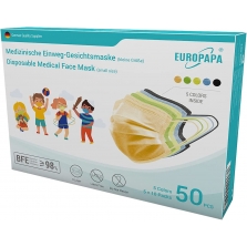 Europapa BFE 98% vaikiškos medicininės veido kaukės 50 vnt., 5 Colors