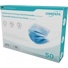 Europapa BFE 98% medicininės veido kaukės 50 vnt., Blue