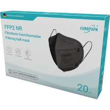 Europapa FFP2 NR vienkartiniai respiratoriai 20 vnt., Black