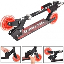 DaddyChild paspirtukas LED ratukais, Red/Black